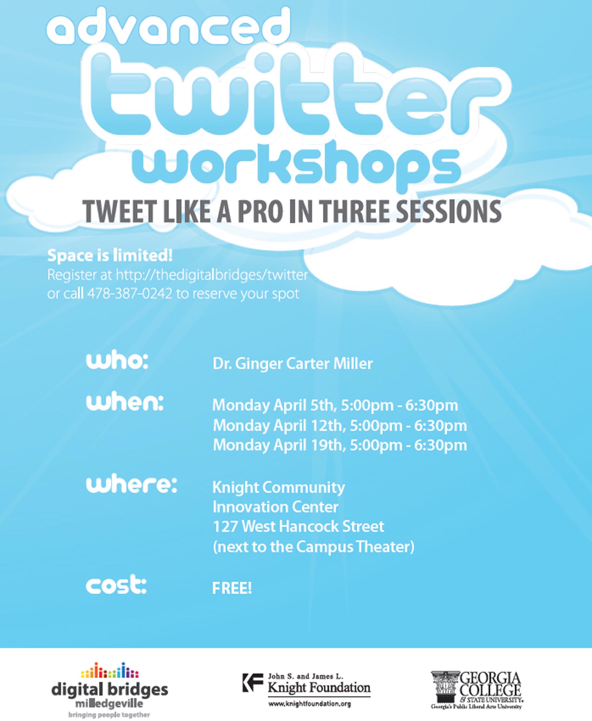 Advanced Twitter Workshops held by Ginger Carter Miller