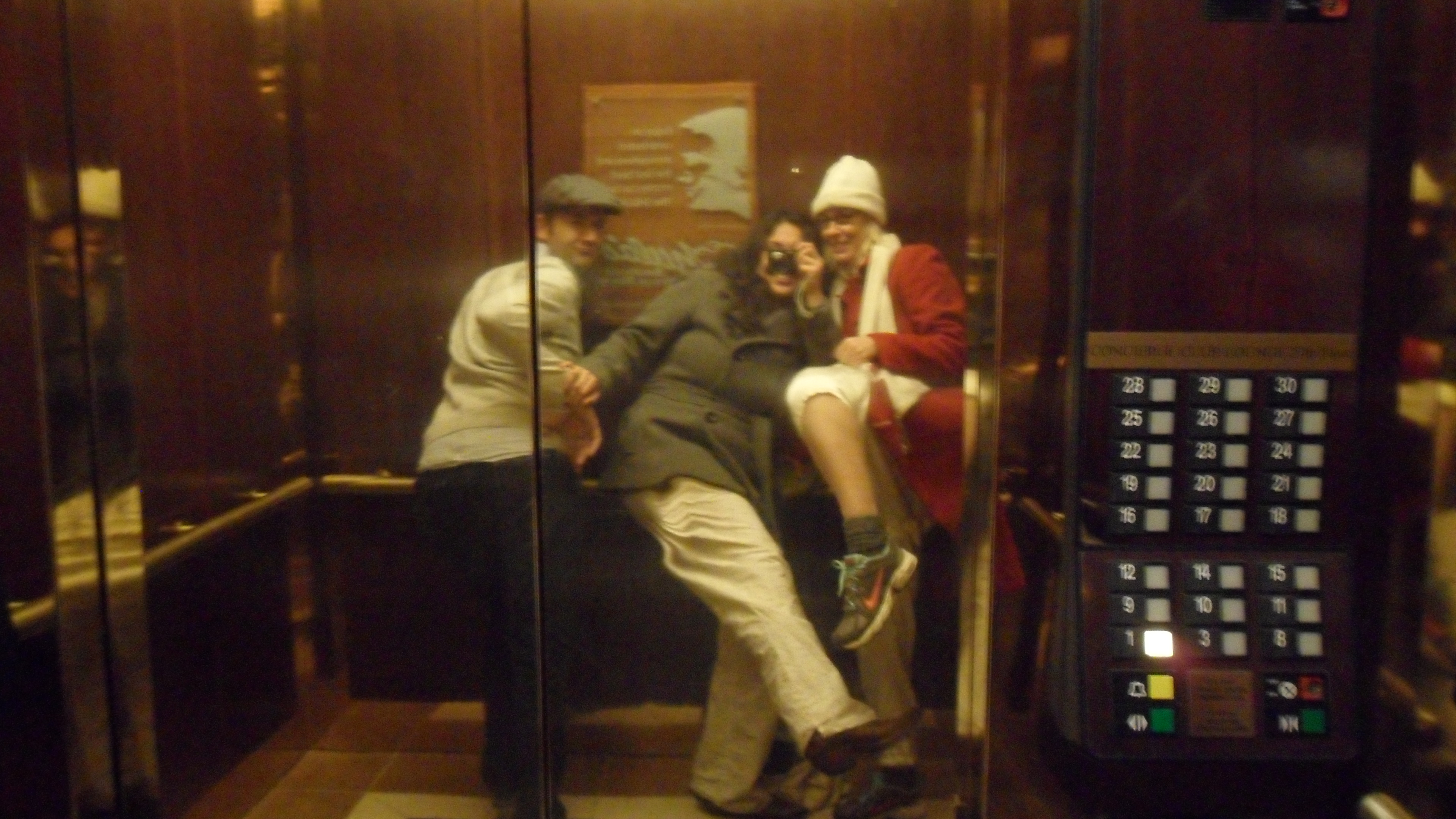 & antics in the elevator...
